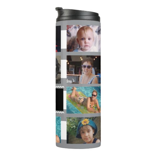 11 photo collage initials grey white タンブラー (回転右)