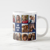 11 Photo Collage Navy Blue – 両側を繰り返し ジャンボコーヒーマグカップ (右)