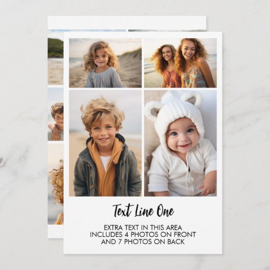 11 Photos - 4 Front, 7 Back - Black Text on White 招待状 (正面/裏面)