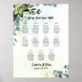 11 Table Wedding Seating Chart Greenery Eucalyptus ポスター (正面)