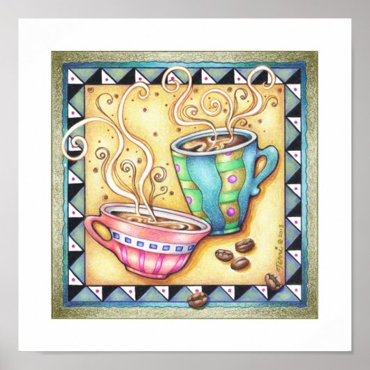 11"x11" ポスター - COOL BEANS! コーヒーアート (正面)