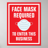 11" x 14" Bold Red Face Mask Required Paper ポスター (正面)