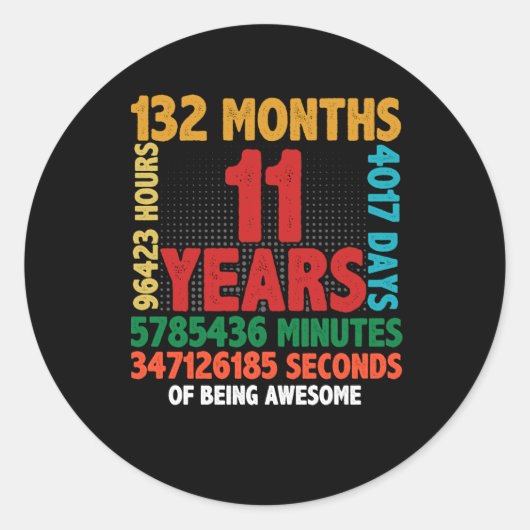 11 Year Of Being Awesome 11th Birthday Gift ラウンドシール (正面)