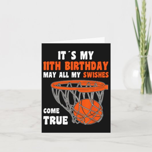 11 Year Old Happy 11th Birthday Bysketbyll 11th Bi カード (正面)