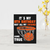 11 Year Old Happy 11th Birthday Bysketbyll 11th Bi カード (黄色い花)