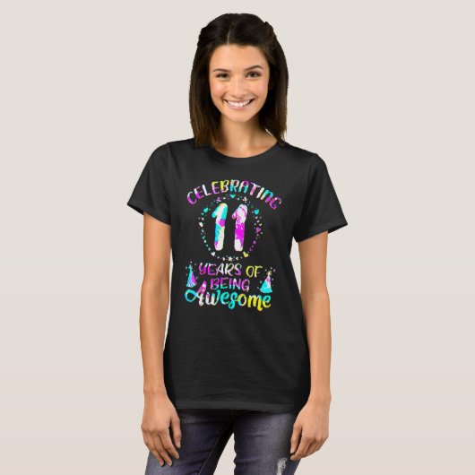 11 Years Of Being Awesome 11 Years Old 11th Birthd Tシャツ (正面フル)