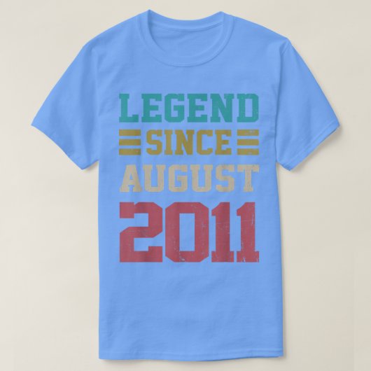11 Years Old Gifts Legend Since August 2011th Birt Tシャツ (デザイン正面)