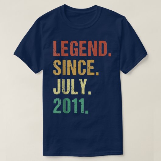 11 Years Old Gifts Legend Since July 2011 11th Bir Tシャツ (デザイン正面)