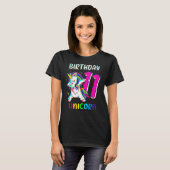 11 Years Old Girl Dabbing Unicorn 11th Birthday Un Tシャツ (正面フル)