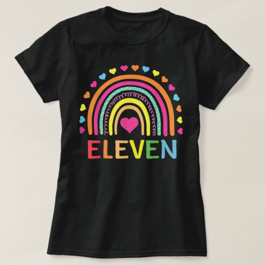 11 Years Old Rainbow 11th Birthday Gift For Girls  Tシャツ (デザイン正面)