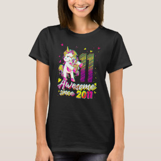 11 Years Old Unicorn Flossing 11th Birthday Unicor Tシャツ