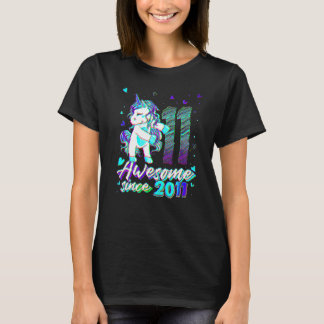 11 Years Old Unicorn Flossing 11th Birthday Unicor Tシャツ