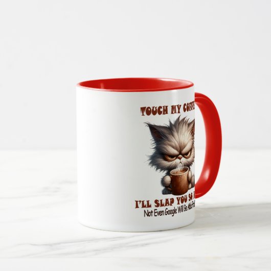11ozアクセントマグ「Touchマイコーヒー」猫マグ マグカップ (正面右)