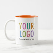 11ozオレンジインナーコーヒーマグ名&会社のロゴ ツートーンマグカップ (左)