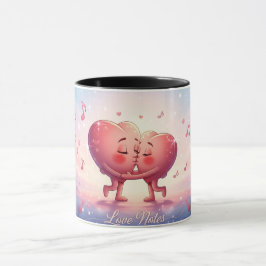 11ozマグカップ キスするハート "Love Notes" かわいいマグカップ マグカップ