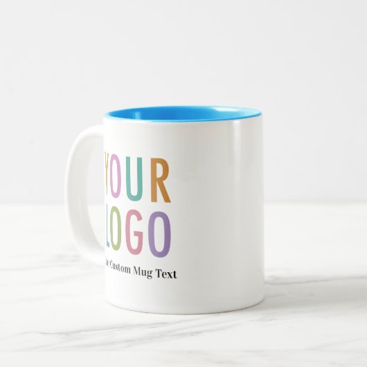 11ozライトブルーインナーCoffee Mug社名ロゴ ツートーンマグカップ (正面左)