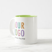 11ozライムグリーンインナーコーヒーマグ社名会社ロゴ ツートーンマグカップ (正面左)