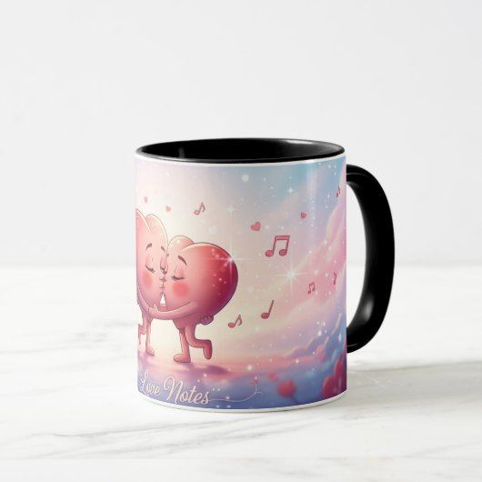 11oz Mug Kissing Hearts “Love Notes” Cute mug マグカップ (正面右)