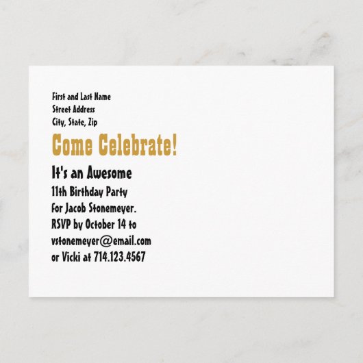 11thまたは任意の子供の誕生日日付T11Zを保存 案内ポストカード (裏面)