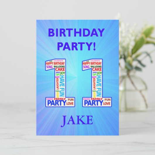11th誕生日パーティーの招待状の名前の追加 招待状 (スタンド正面)