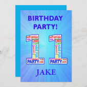 11th誕生日パーティーの招待状の名前の追加 招待状 (正面/裏面)