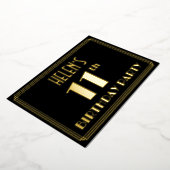 11th誕生日パーティー:アールデコ見る"11",名前と 箔招待状 (回転した状態)