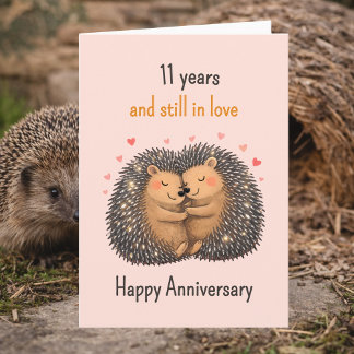 11th anniversary Hedgehogs cuddling カード