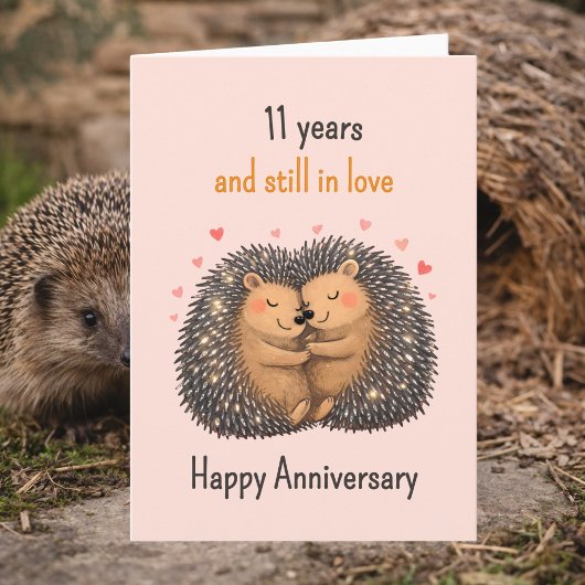 11th anniversary Hedgehogs cuddling カード