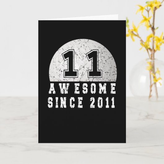 11th Birthday Born In 2011 Golfer Boy 11 Year カード (黄色い花)