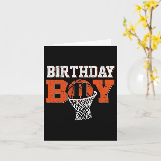 11th Birthday Boy Bysketbyll Lover 11 Years Old Bd カード (黄色い花)