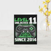 11th Birthday Boy Level 11 Gamer 11 Year Video Gam カード (黄色い花)