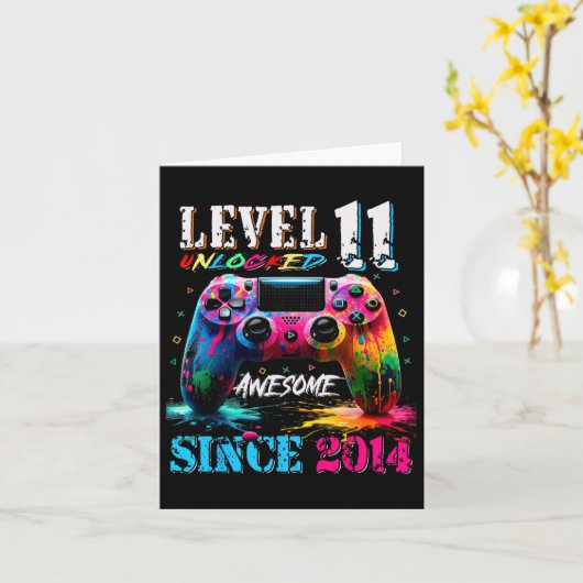 11th Birthday Boy Level 11 Unlocked Awesome Since カード (黄色い花)