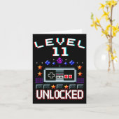 11th Birthday Boy Level 11 Unlocked Funny Video Ga カード (黄色い花)