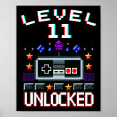 11th Birthday Boy Level 11 Unlocked Funny Video Ga ポスター (正面)
