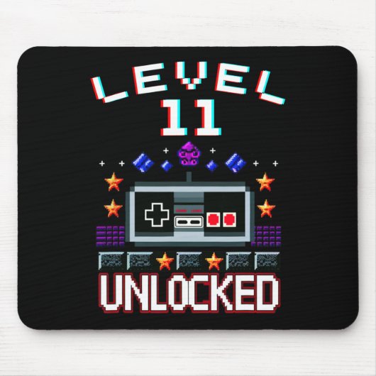 11th Birthday Boy Level 11 Unlocked Funny Video Ga マウスパッド (正面)