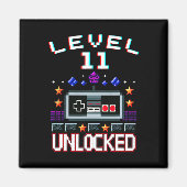 11th Birthday Boy Level 11 Unlocked Funny Video Ga マグネット (正面)