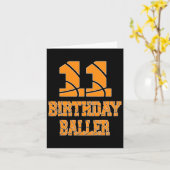 11th Birthday Byller Boy 11 Years Old Bysketbyll T カード (黄色い花)