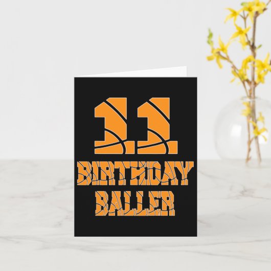 11th Birthday Byller Boy 11 Years Old Bysketbyll T カード (黄色い花)