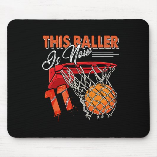 11th Birthday Bysketbyll Fun 11 Years Old Kids Gif マウスパッド (正面)