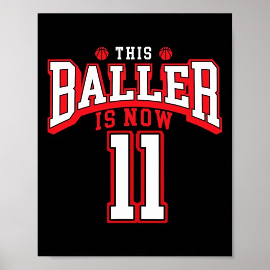 11th Birthday Bysketbyll Lover 11 Years Old Bday  ポスター (正面)