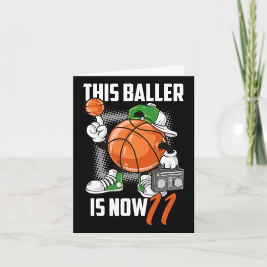 11th Birthday Bysketbyll Player Fun 11 Years Old K カード (正面)