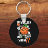 11th Birthday Bysketbyll Player Fun 11 Years Old K キーホルダー (正面)