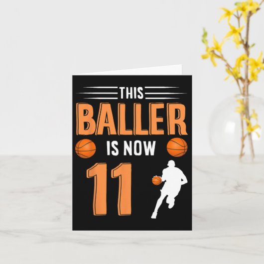 11th Birthday Bysketbyll - This Byller Is Now 11  カード (黄色い花)