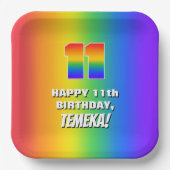 11th Birthday: Colorful, Fun Rainbow Pattern # 11 ペーパープレート (正面)