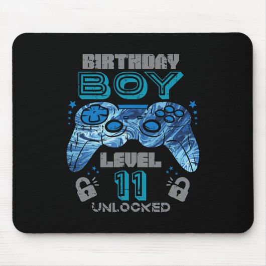 11th Birthday Gamer Level 11 Unlocked Video Gaming マウスパッド (正面)