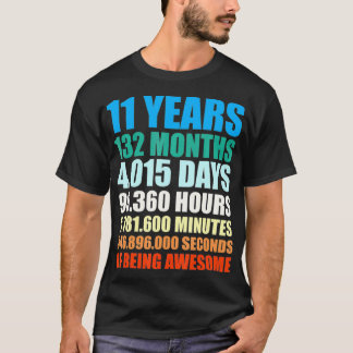 11th Birthday Gift Boy 11 Years Being Awesome  Tシャツ