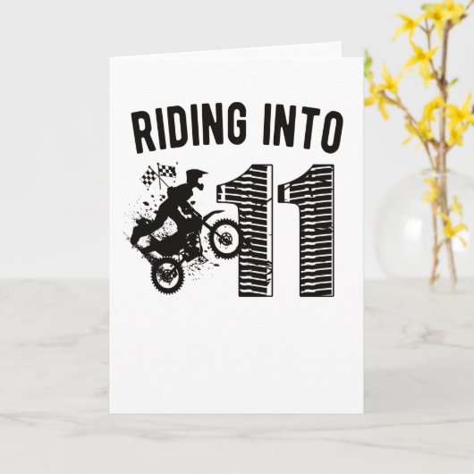 11th Birthday Gift Dirt Bike 11 Year Old Biker カード (黄色い花)