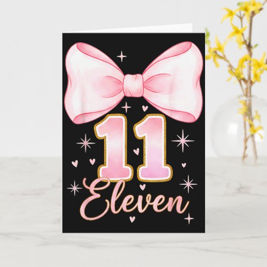 11th Birthday Girl Coquette Bow Its My Eleven Birt カード (黄色い花)