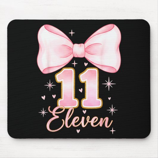 11th Birthday Girl Coquette Bow Its My Eleven Birt マウスパッド (正面)