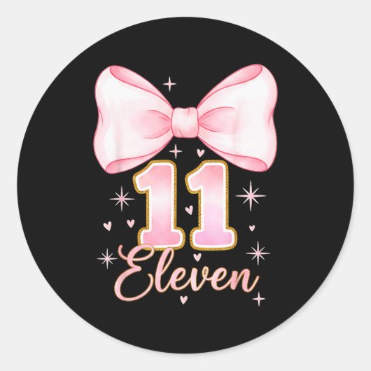 11th Birthday Girl Coquette Bow Its My Eleven Birt ラウンドシール (正面)